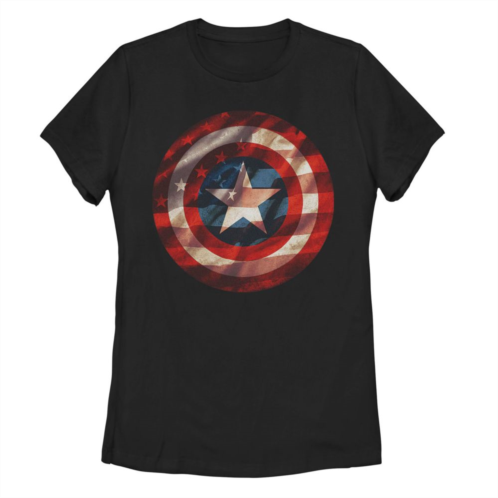 Licensed Character Juniors Marvel Captain America Shield American Flag Fill Tee