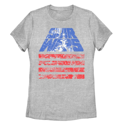 Licensed Character Juniors Star Wars Red White And Blue American Flag Poster Tee