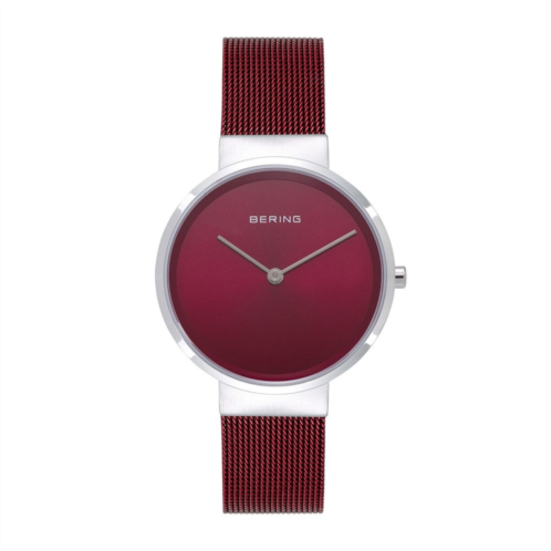 BERING Womens Classic Red Stainless Steel Mesh Watch - 14531-303