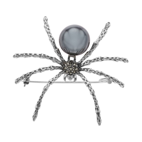 Lavish by TJM Sterling Silver Hematite & Marcasite Spider Brooch