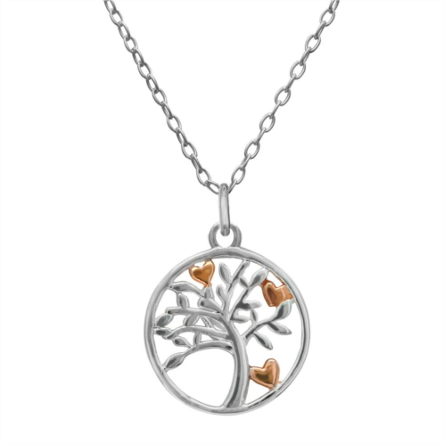 PRIMROSE 18k Rose Gold over Sterling Silver Two-Tone Heart Tree Pendant Necklace
