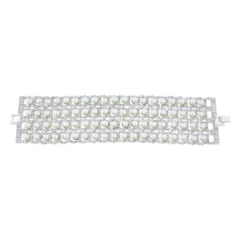 Unbranded Simulated Crystal and Simulated Pearl Wide Bracelet