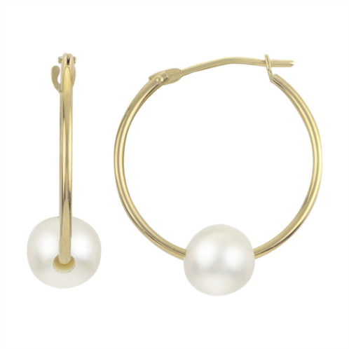 PearLustre by Imperial 14Kt Gold Freshwater Cultured Pearl Hoop Earrings
