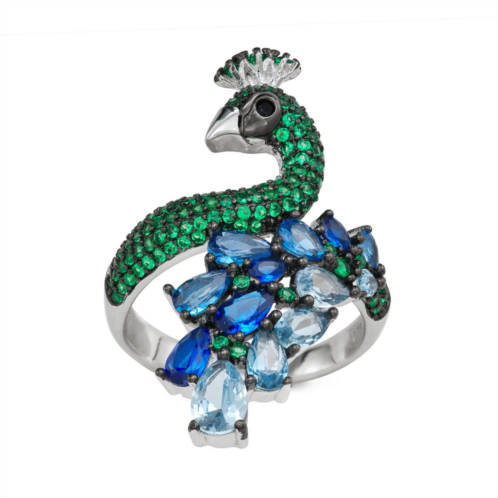 Designs by Gioelli Sterling Silver Cubic Zirconia Peacock Ring