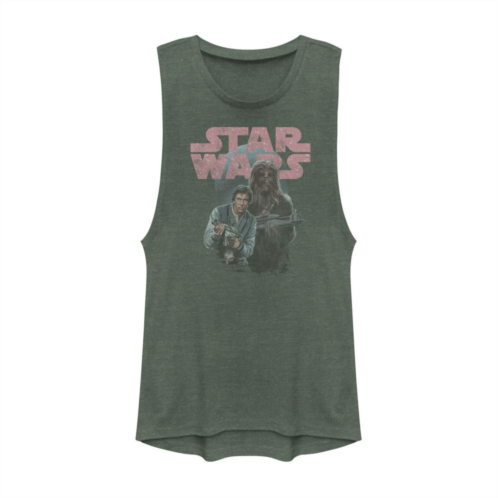 Licensed Character Juniors Star Wars Han Solo And Chewie Logo Muscle Tank Top