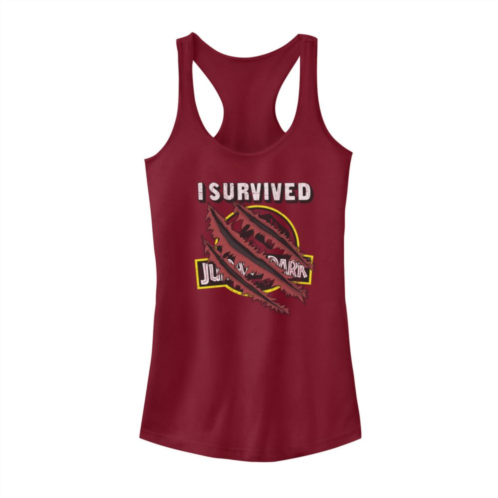 Licensed Character Juniors Jurassic Park I Survived Raptor Claw Marks Tank Top