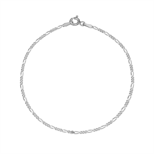 PRIMROSE Sterling Silver Polished Figaro Chain Bracelet