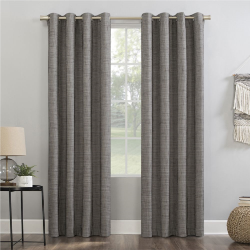 Sun Zero Kline 100% Blackout Thermal Burlap Weave Grommet Window Curtain