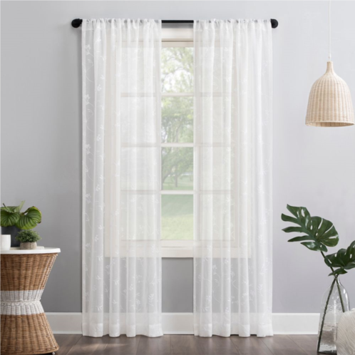 No. 918 Delia Embroidered Floral Sheer Rod Pocket Window Curtain