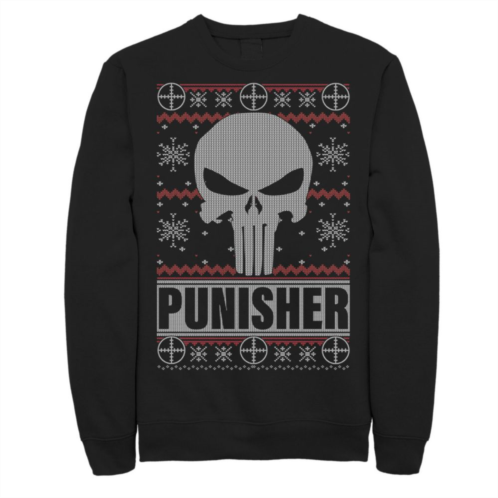 Licensed Character Mens Marvel Punisher Skull Christmas Sweatshirt