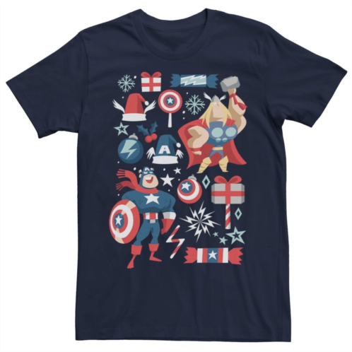 Licensed Character Mens Marvel Avengers Thor & Captain America Holiday Tee