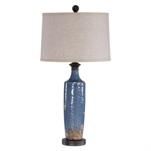 Unbranded Blue Textured Ceramic Table Lamp