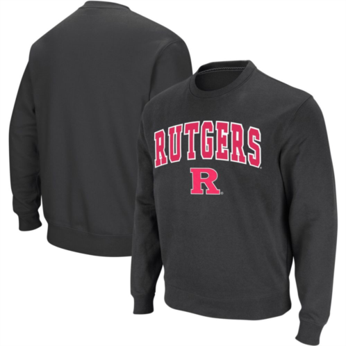 Mens Colosseum Charcoal Rutgers Scarlet Knights Arch & Logo Crew Neck Sweatshirt