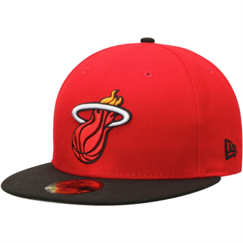 Mens New Era Red/Black Miami Heat Official Team Color 2Tone 59FIFTY Fitted Hat