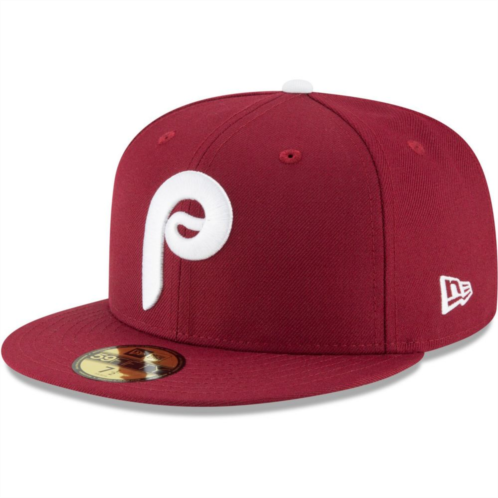 Mens New Era Maroon Philadelphia Phillies Cooperstown Collection Wool 59FIFTY Fitted Hat