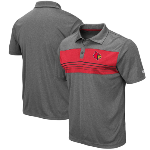 Mens Colosseum Heathered Charcoal Louisville Cardinals Smithers Polo