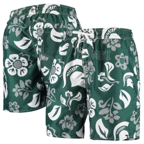 Mens Wes & Willy Green Michigan State Spartans Floral Volley Swim Trunks