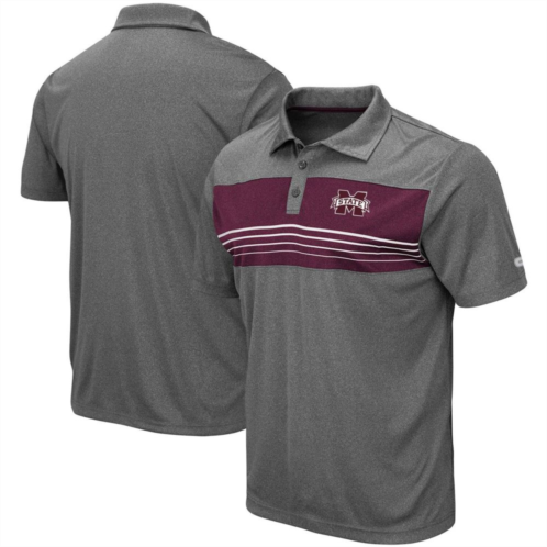 Mens Colosseum Heathered Charcoal Mississippi State Bulldogs Smithers Polo