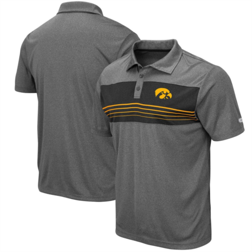 Mens Colosseum Heathered Charcoal Iowa Hawkeyes Smithers Polo