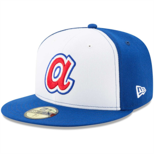 New Era White/Royal Atlanta Braves Cooperstown Collection 59FIFTY Fitted Hat