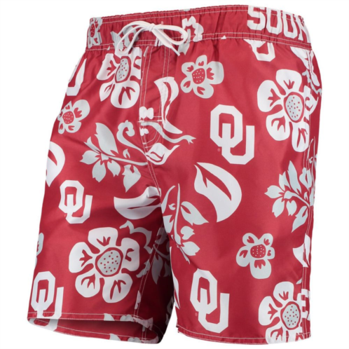 Unbranded Mens Wes & Willy Crimson Oklahoma Sooners Floral Volley Swim Trunks