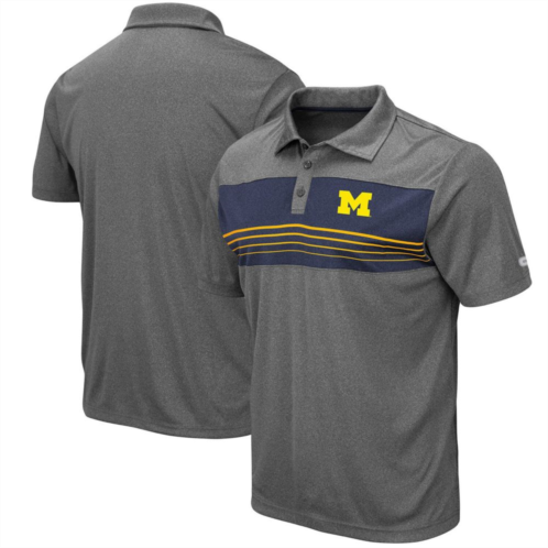 Mens Colosseum Heathered Charcoal Michigan Wolverines Smithers Polo