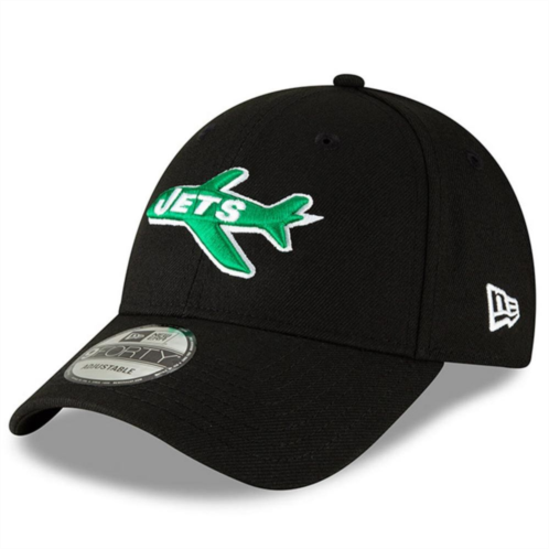 Mens New Era Black New York Jets The League Throwback 9FORTY Adjustable Hat
