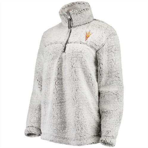 Unbranded Womens Gray Arizona State Sun Devils Sherpa Super-Soft Quarter-Zip Pullover Jacket