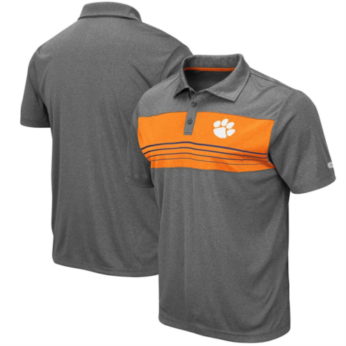 Mens Colosseum Heathered Charcoal Clemson Tigers Smithers Polo