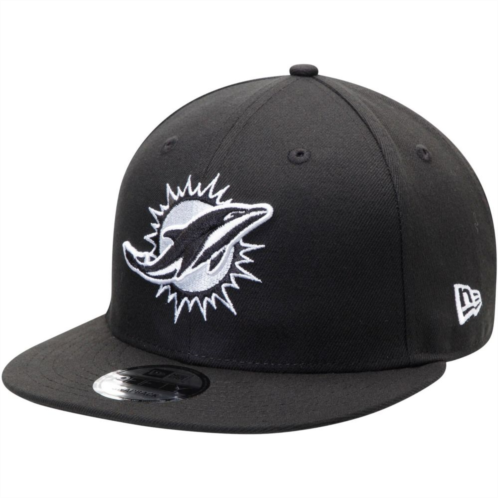Mens New Era Black Miami Dolphins B-Dub 9FIFTY Adjustable Hat