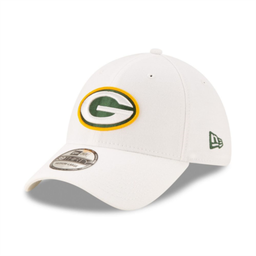 Mens New Era White Green Bay Packers Iced 39THIRTY Flex Hat