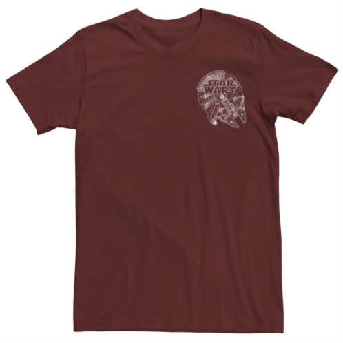 Mens Star Wars Logo and Millenium Falcon Graphic Tee