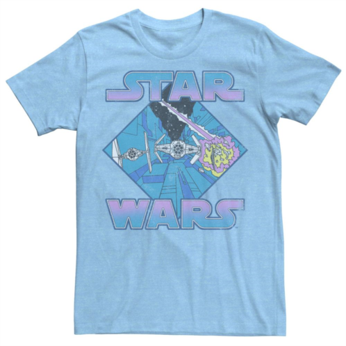 Mens Star Wars Retro Color Death Star Chase Graphic Tee