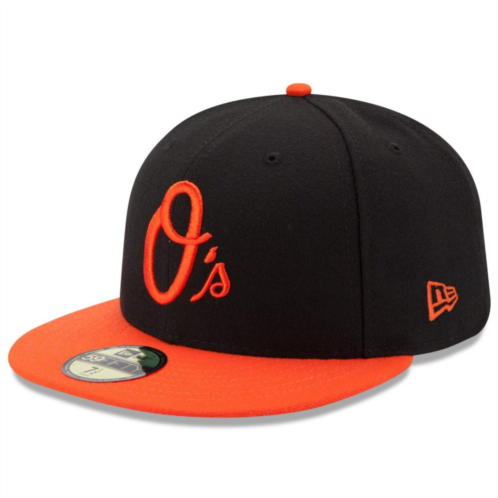 Mens New Era Black/Orange Baltimore Orioles Alternate Authentic Collection On Field 59FIFTY Performance Fitted Hat