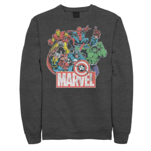 Mens Marvel Avengers Team Retro Comic Vintage Graphic Fleece Pullover