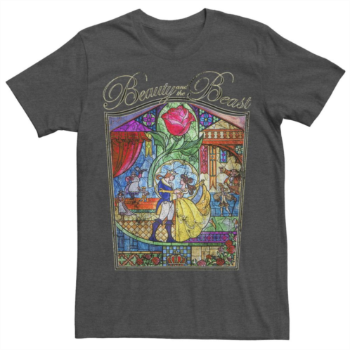 Mens Disney Beauty And The Beast Stained Glass Poster Tee