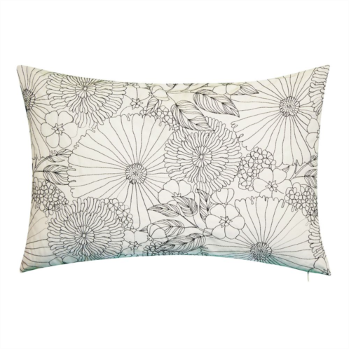Edie at Home Edie @ Home Fine Line Embroidered Floral Indoor & Outdoor Throw Pillow