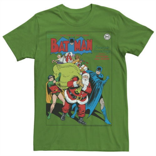 Mens DC Comics Seasons Greetings From Batman And Robin Christmas Tee