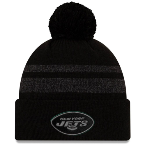 Mens New Era Black New York Jets Dispatch Cuffed Knit Hat With Pom