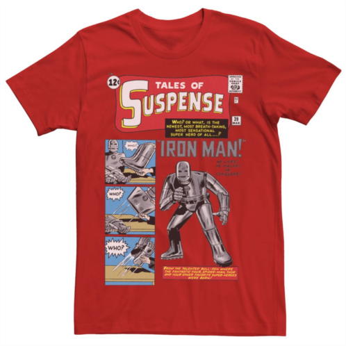Mens Marvel Avengers Iron Man Classic Suspense Comic Cover Graphic Tee
