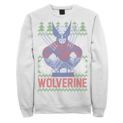 Mens Marvel X-Men Wolverine Christmas Tree Ugly Sweatshirt