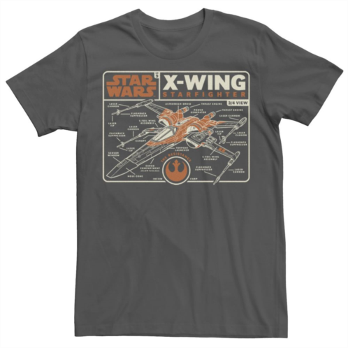 Mens Star Wars The Rise of Skywalker X-Wing Schematic Frame Tee