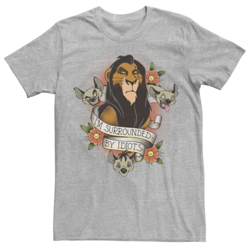 Mens Disney The Lion King Scar With Hyenas Surrounded By Idiots Tee