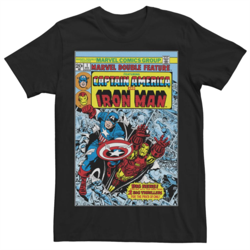 Mens Marvel Captain America And Iron Man Double Feature Comic Tee