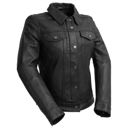 Womens Whet Blu Distressed Leather Jacket