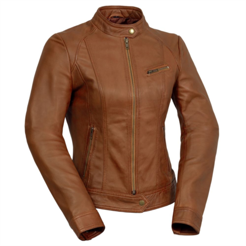 Womens Whet Blu Leather Moto Jacket