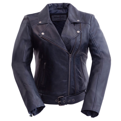 Womens Whet Blu Chloe Asymmetrical Leather Jacket