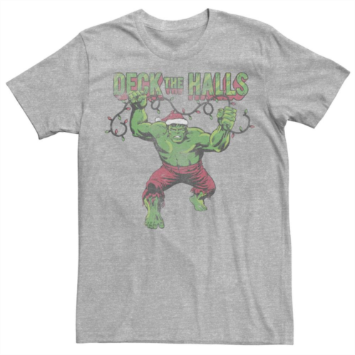 Mens Marvel Deck The Halls Distressed Hulk Portrait Graphic Tee