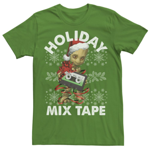 Mens Marvel Guardians Of The Galaxy Groot Mix Tape Christmas Graphic Tee
