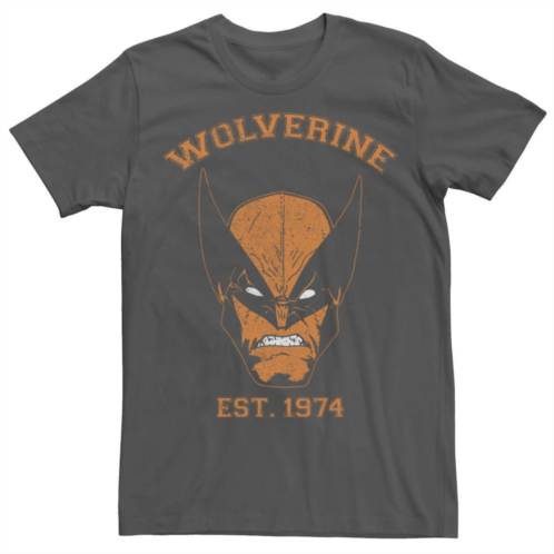 Mens Marvel X-Men Wolverine Orange Collegiate Vintage Graphic Tee